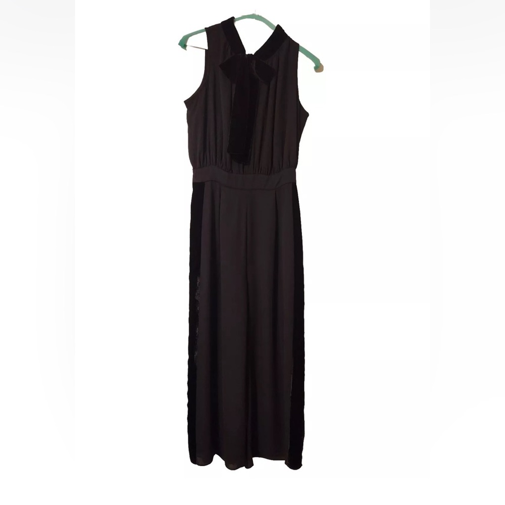Kate Spade New York Black Sleeveless Bowtie-Neck Velvet Romper Jumpsuit Size 4
